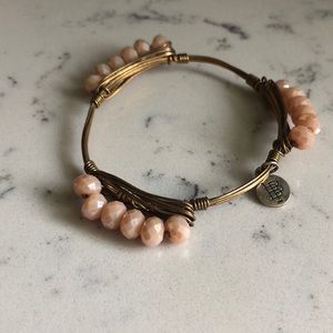 Peach Beaded Gold Bourbon and Bowties Bracelet